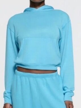 NWT SKIMS French Terry Modal Classic light weight Hoodie Cyan, Sz S